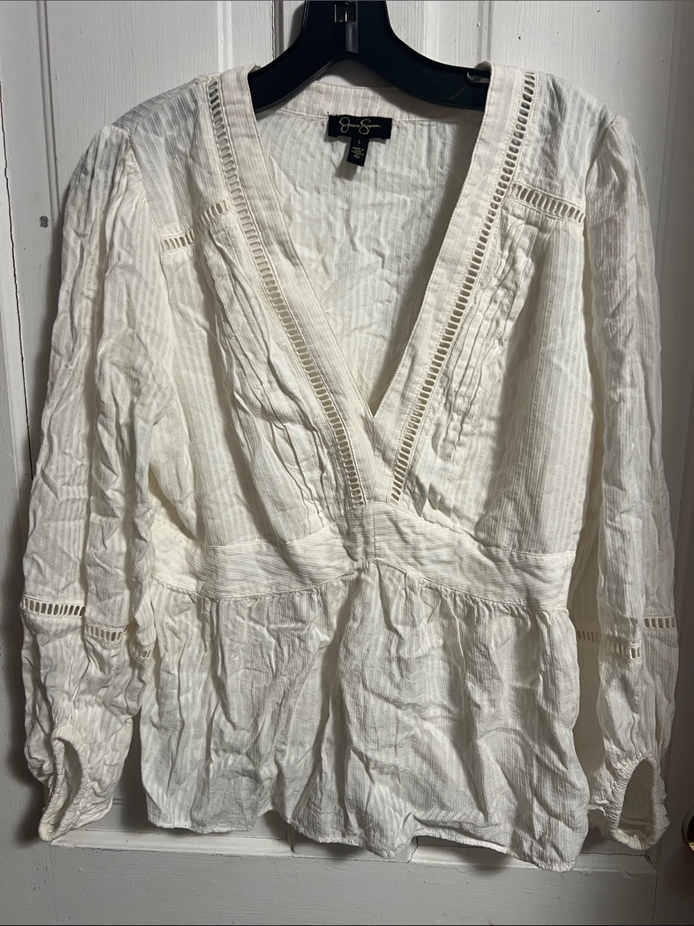 Jessica Simpson White V-Neck Eyelet Tunic Top